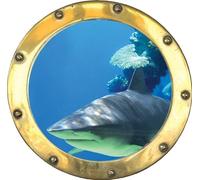 Ambiance-Live Wall Sticker Optical Illusion Shark 60 x 60 cm