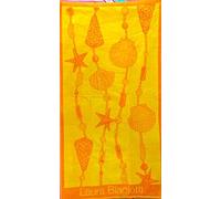 Ambiance SEA SHELLS ORANGE YELLOW JUMBO BEACH TOWEL 100% EGYPTIAN COTTON 90cm x 170cm