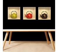Ambiance Sticker 3D Effect Teapots Design 30 x 90 cm
