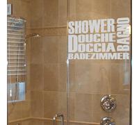 Ambiance Sticker Anti-Blackout Window Film - Multi-Language Shower - Self-Adhesive Privacy Screen Stickers for Windows and Shower Doors - 55 x 80 cm