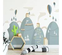 Ambiance Sticker Children's Wall Sticker for Baby Room Decoration - Giant Adhesive Wall Sticker | Hot Air Balloons High in The Sky - H90 x L135 cm