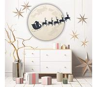 Ambiance Sticker Christmas Merry Christmas Self-Adhesive Stickers Christmas Decoration for Bedroom and Living Room Santa in The Moonlight - H120 x L130 cm