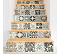 Ambiance Sticker Esteban Adhesive Stair Tiles Riser Sticker for Stairs Cement Tiles - 2 Strips of 12.5 x 90 cm