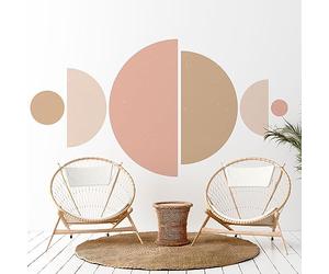 Ambiance Sticker Non-Woven Wallpaper Pre-Glued Giant Murals Abstract Half Circles Design Decorative Adhesive 75 x 60 cm