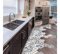 Ambiance Sticker Peel and Stick Decorative Hexagon Suziana Floor Tile, DIY Home Decor, Peel and Stick Removable Stickers, Waterproof Non-Skid Sticker - H40 x L90 cm - 10 Stickers of 20 x 18 cm