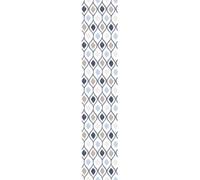 Ambiance Sticker Pre-Pasted Non-Woven Wallpaper Roll Retro Diamond Shades of Blue Decorative Adhesive - 1 Roll H300 x W60 cm