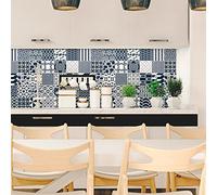 Ambiance Sticker Self-Adhesive Decorative Wall Decal Cement Tile for Bathroom and Kitchen Alaska - Pack of 9 Stickers of 10 x 10 cm