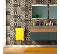 Ambiance Sticker Self-Adhesive Decorative Wall Decal Cement Tile for Bathroom and Kitchen Ancône - Pack of 9 Stickers of 10 x 10 cm