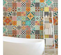 Ambiance Sticker Self-Adhesive Decorative Wall Decal Cement Tile for Bathroom and Kitchen Batista - Pack of 9 Stickers of 15 x15 cm
