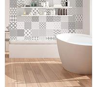 Ambiance Sticker Self-Adhesive Decorative Wall Decal Cement Tile for Bathroom and Kitchen Cardiff - Pack of 9 Stickers of 15 x15 cm