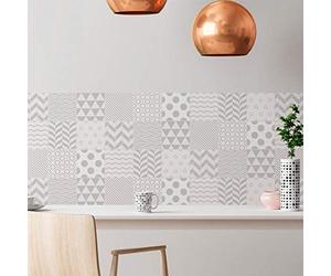 Ambiance Sticker Self-Adhesive Decorative Wall Decal Cement Tile for Bathroom and Kitchen Finnois - Pack of 9 Stickers of 10 x 10 cm
