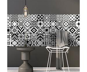 Ambiance Sticker Self-Adhesive Decorative Wall Decal Cement Tile for Bathroom and Kitchen Glasgow - Pack of 9 Stickers of 20 x 20 cm