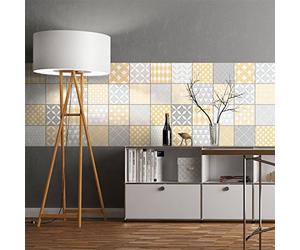Ambiance Sticker Self-Adhesive Decorative Wall Decal Cement Tile for Bathroom and Kitchen Jersey - Pack of 9 Stickers of 10 x 10 cm