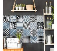 Ambiance Sticker Self-Adhesive Decorative Wall Decal Cement Tile for Bathroom and Kitchen Kiev - Pack of 9 Stickers of 10 x 10 cm