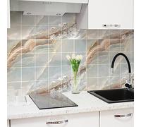 Ambiance Sticker Self-Adhesive Decorative Wall Decal Cement Tile for Bathroom and Kitchen Mabré Gris de Gran Canaria - Pack of 24 Stickers of 10 x 10 cm