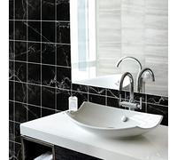 Ambiance Sticker Self-Adhesive Decorative Wall Decal Cement Tile for Bathroom and Kitchen Mabré Noir de Rio- Pack of 24 Stickers of 10 x 10 cm