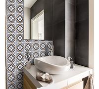 Ambiance Sticker Self-Adhesive Decorative Wall Decal Cement Tile for Bathroom and Kitchen Martha - Pack of 24 Stickers of 15 x 15 cm