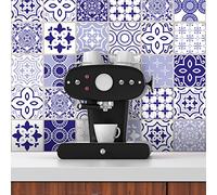 Ambiance Sticker Self-Adhesive Decorative Wall Decal Cement Tile for Bathroom and Kitchen Mykonos - Pack of 9 Stickers of 15 x15 cm