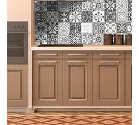 Ambiance Sticker Self-Adhesive Decorative Wall Decal Cement Tile for Bathroom and Kitchen Napoli - Pack of 9 Stickers of 20 x 20 cm