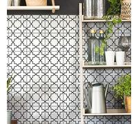 Ambiance Sticker Self-Adhesive Decorative Wall Decal Cement Tile for Bathroom and Kitchen Noir et Blanc - Pack of 9 Stickers of 15 x15 cm