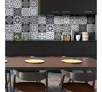 Ambiance Sticker Self-Adhesive Decorative Wall Decal Cement Tile for Bathroom and Kitchen Nuance de Gris Rimini - Pack of 9 Stickers of 10 x 10 cm