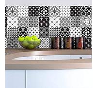 Ambiance Sticker Self-Adhesive Decorative Wall Decal Cement Tile for Bathroom and Kitchen Nuance de Gris - Pack of 9 Stickers of 10 x 10 cm