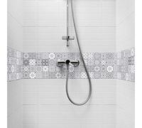 Ambiance Sticker Self-Adhesive Decorative Wall Decal Cement Tile for Bathroom and Kitchen Nuance de Gris Lia - Pack of 6 Stickers of 5 x 30 cm