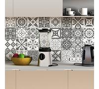 Ambiance Sticker Self-Adhesive Decorative Wall Decal Cement Tile for Bathroom and Kitchen Nuances de Gris Varsovie - Pack of 9 Stickers of 20 x 20 cm