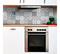 Ambiance Sticker Self-Adhesive Decorative Wall Decal Cement Tile for Bathroom and Kitchen Nuances de Gris Torino - Pack of 9 Stickers of 15 x15 cm