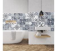 Ambiance Sticker Self-Adhesive Decorative Wall Decal Cement Tile for Bathroom and Kitchen Nuances de Gris Tsamikos - Pack of 60 Stickers of 15 x 15 cm