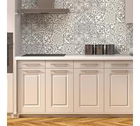 Ambiance Sticker Self-Adhesive Decorative Wall Decal Cement Tile for Bathroom and Kitchen Nuances de Gris Palaos - Pack of 9 Stickers of 15 x15 cm