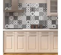Ambiance Sticker Self-Adhesive Decorative Wall Decal Cement Tile for Bathroom and Kitchen Nuances de Gris Lindos - Pack of 9 stickers of 10 x 10 cm