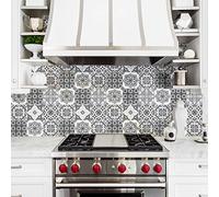 Ambiance Sticker Self-Adhesive Decorative Wall Decal Cement Tile for Bathroom and Kitchen Nuances de Gris Marrakech - Pack of 9 Stickers of 10 x 10 cm