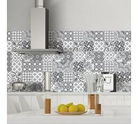 Ambiance Sticker Self-Adhesive Decorative Wall Decal Cement Tile for Bathroom and Kitchen Nuances de Gris Monte-Carlo - Pack of 9 Stickers of 10 x 10 cm
