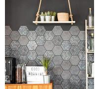 Ambiance Sticker Self-Adhesive Decorative Wall Decal Cement Tile for Bathroom and Kitchen Old Beauty - Pack of 28 Stickers of 15 x 13.5 cm