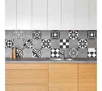 Ambiance Sticker Self-Adhesive Decorative Wall Decal Cement Tile for Bathroom and Kitchen Ornements Chic - Pack of 24 Stickers of 10 x 10 cm
