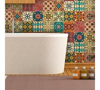 Ambiance Sticker Self-Adhesive Decorative Wall Decal Cement Tile for Bathroom and Kitchen Ornements Artistiques Design - Pack of 9 Stickers of 15 x15 cm