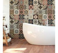 Ambiance Sticker Self-Adhesive Decorative Wall Decal Cement Tile for Bathroom and Kitchen Piura - Pack of 9 stickers of 20 x 20 cm