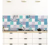 Ambiance Sticker Self-Adhesive Decorative Wall Decal Cement Tile for Bathroom and Kitchen Prague - Pack of 9 Stickers of 10 x 10 cm