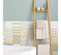 Ambiance Sticker Self-Adhesive Decorative Wall Decal Cement Tile for Bathroom and Kitchen Reykjavik - Pack of 9 Stickers of 15 x15 cm