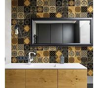 Ambiance Sticker Self-Adhesive Decorative Wall Decal Cement Tile for Bathroom and Kitchen San Juan - Pack of 9 Stickers of 15 x15 cm