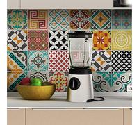 Ambiance Sticker Self-Adhesive Decorative Wall Decal Cement Tile for Bathroom and Kitchen Tina - Pack of 9 Stickers of 10 x 10 cm