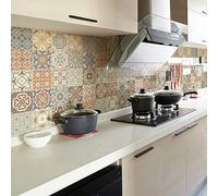 Ambiance Sticker Self-Adhesive Decorative Wall Decal Cement Tile for Bathroom and Kitchen Ursula- Pack of 24 Stickers of 10 x 10 cm