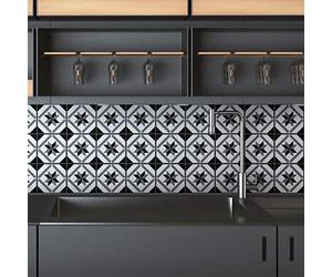 Ambiance Sticker Self-Adhesive Decorative Wall Decal Cement Tile for Bathroom and Kitchen Zepetina - Pack of 9 Stickers of 20 x 20 cm