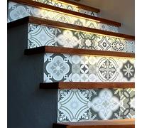 Ambiance Sticker Stair Tile Stickers, Vinyl, Oslo Grey Shades, 4 bandes de 15 x 105 cm