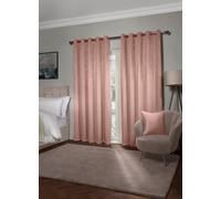 Ambiance Thermal Blackout Eyelet Curtains 3D Embossed Curtains With Reflective Reverse Weave in Blush Pink - Width 66 x Drop 72 (168 x 183cm) - Emma B