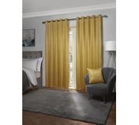 Ambiance Thermal Blackout Eyelet Curtains 3D Embossed Curtains With Reflective Reverse Weave in Ochre - Width 66" x Drop 54" (168 x 137cm) - Emma Barc