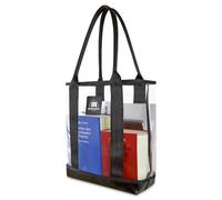 Ambibtion - Clear Shopper Bib Bag for Law Texts, Textbooks, Folders, Laptop; Durable Clear Bag for Library, Stadium, Airport, Beach, transparent, 44x38x13 (B/H/T)