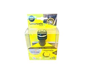 AMBICAR - Car Air Freshener. Electric Diffuser with silver finish + Refill Pack. Neutralises and Absorbs bad Smells. Lemon Scent. Natural and Fresh Essence Without Alcohol. Fragrance LIMONCELLO