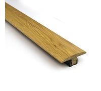 Ambience Hardwood Flooring Solid Oak 15mm T Section Door Bar Threshold Moulding Un Finished 1800mm Trim with Plastic Fixing Strip